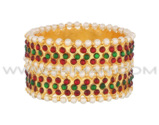 Red And Green Kemp Stone Bangles