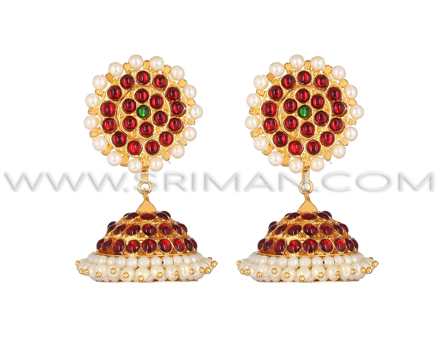 3 Line Red Kemp Earring(Jumki)