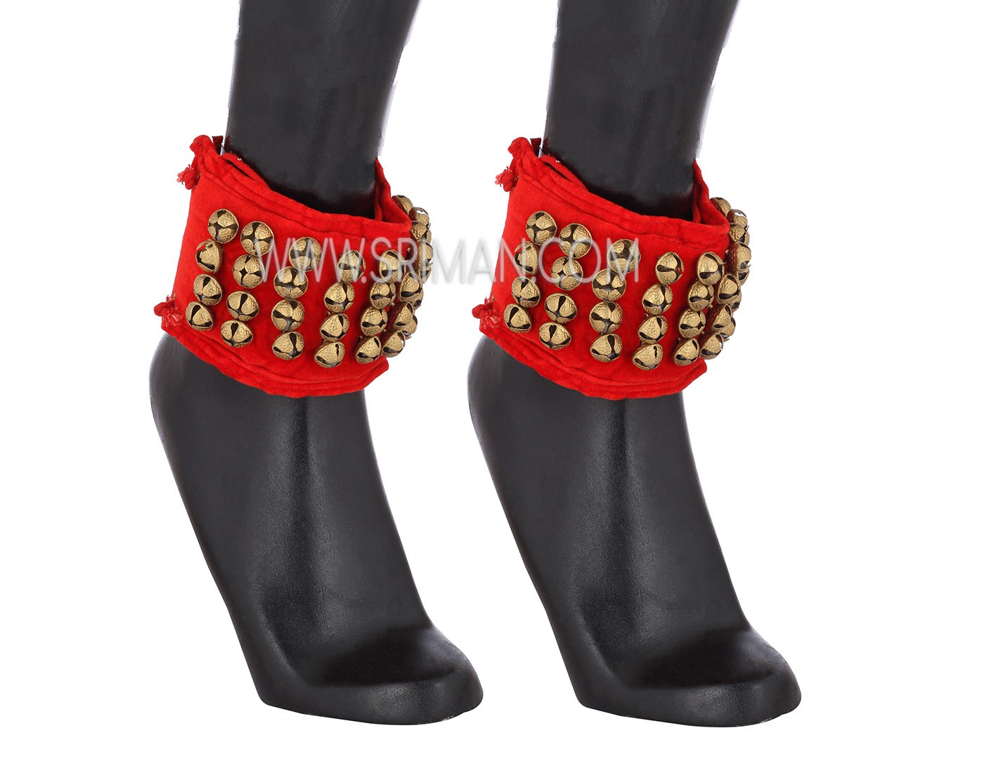 4 rows velvet velcro salangai ghungroo bharatanatyam dance anklets

