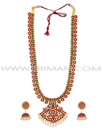 SRIMAN SMALL MANGO DESGIN LONG HARAM WITH EARINGS