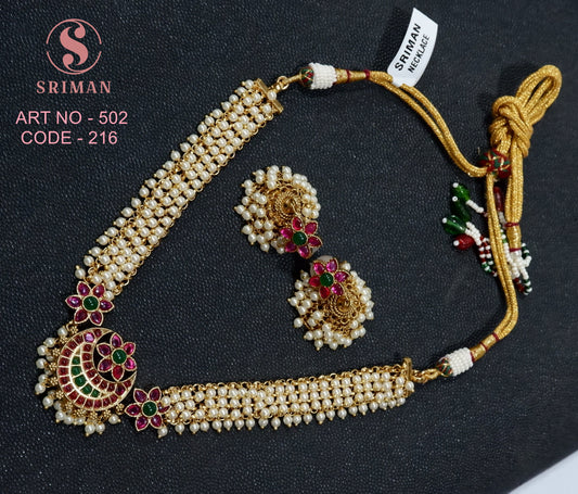 SRIMAN FANCY MOTI CHOKER WITH EARINGS