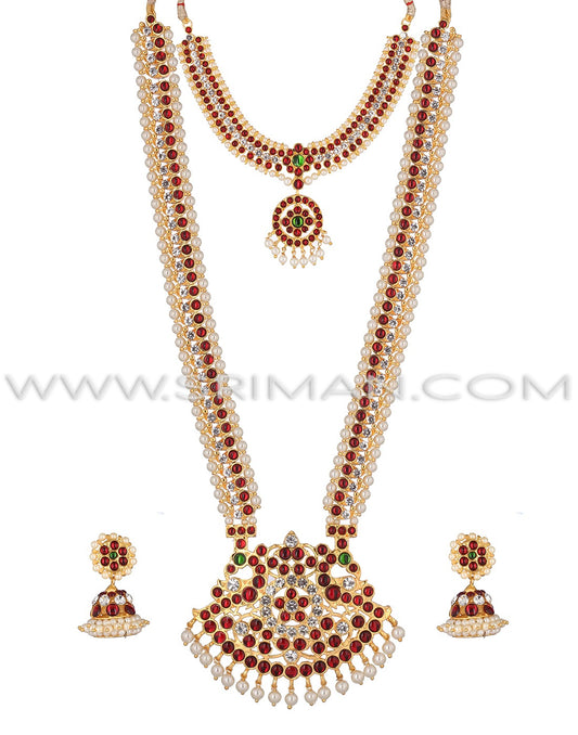 Sriman stones long haram and necklace