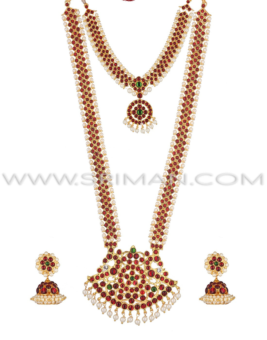 SRIMAN KEMPU stone long haram and necklace