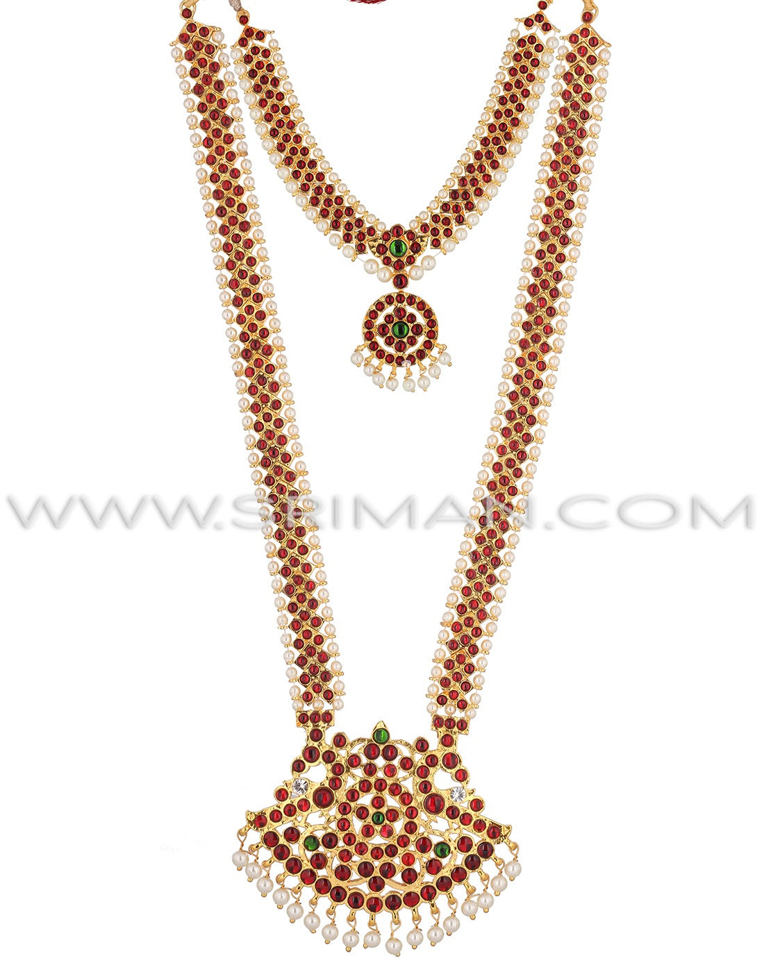 SRIMAN  STONES DESGIN LONG HARAM WITH  NECKLACE
