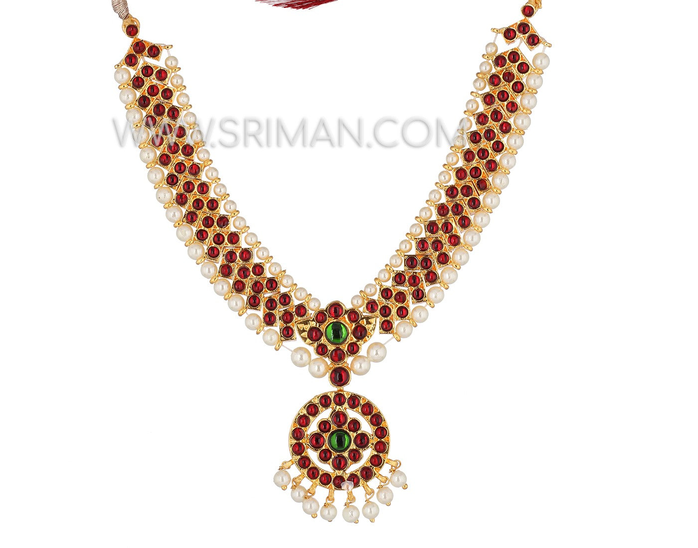 SRIMAN  STONES DESGIN LONG HARAM WITH  NECKLACE
