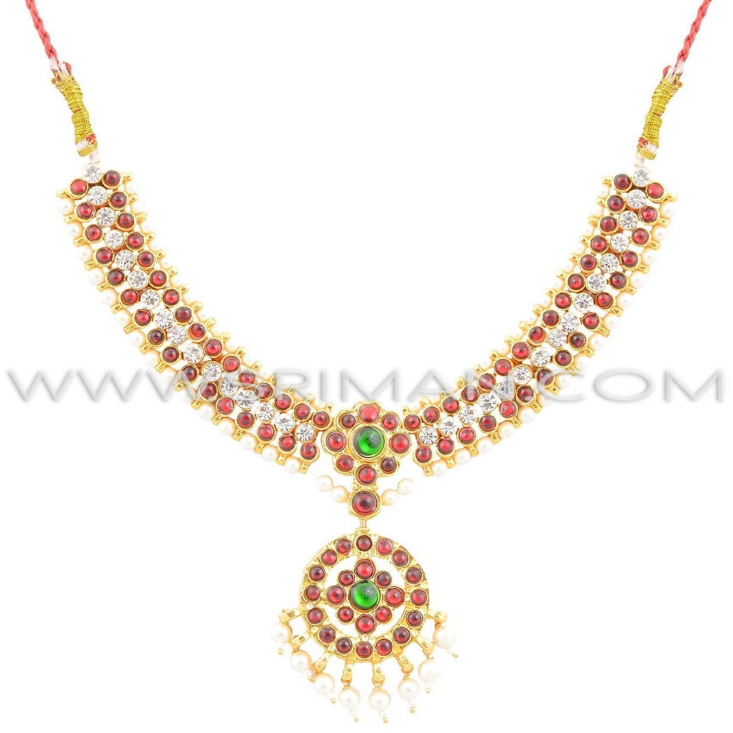 Sriman Bharatanatyam Jewellery center white stone  for kids