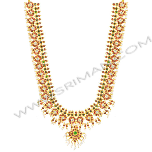 Bharatanatyam mango temple jewellery with Kemp stones