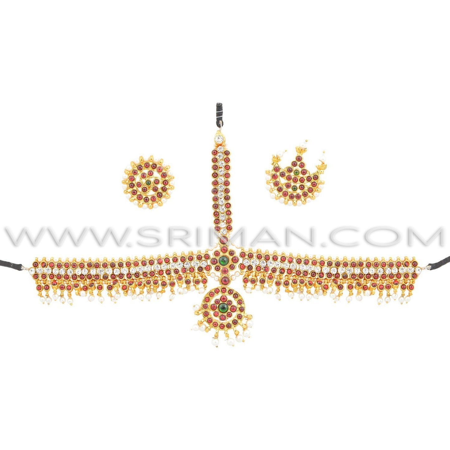 Sriman Bharatanatyam Jewellery center white stone  for kids
