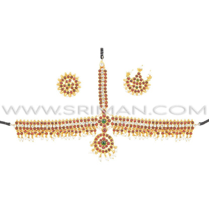 Sriman Bharatanatyam Jewellery center white stone  for kids