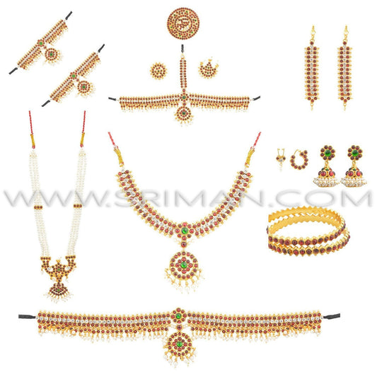 Sriman Bharatanatyam Jewellery center white stone  for kids