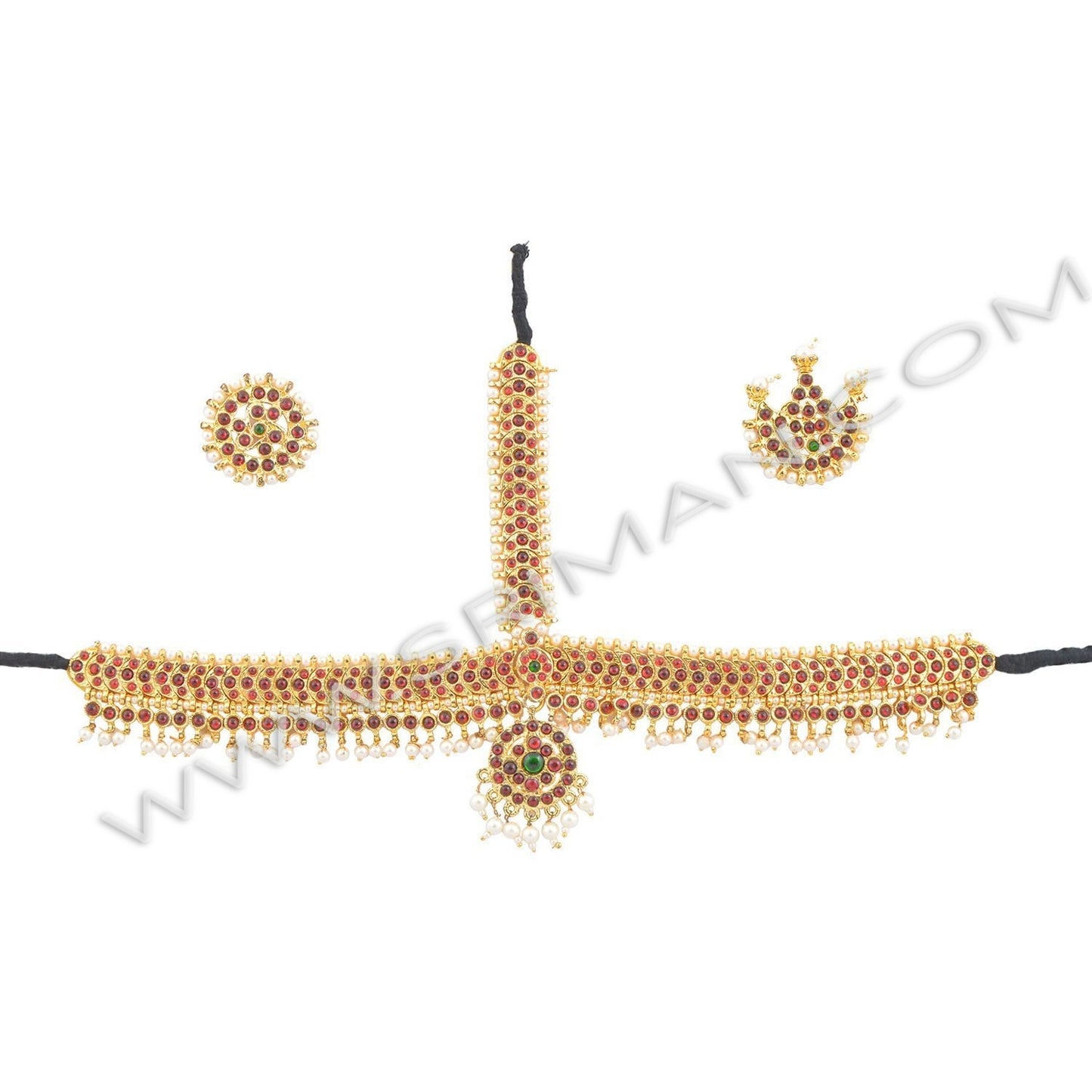 SRIMAN TEMPLE JEWELLERY DANCE SET WITH BELT.