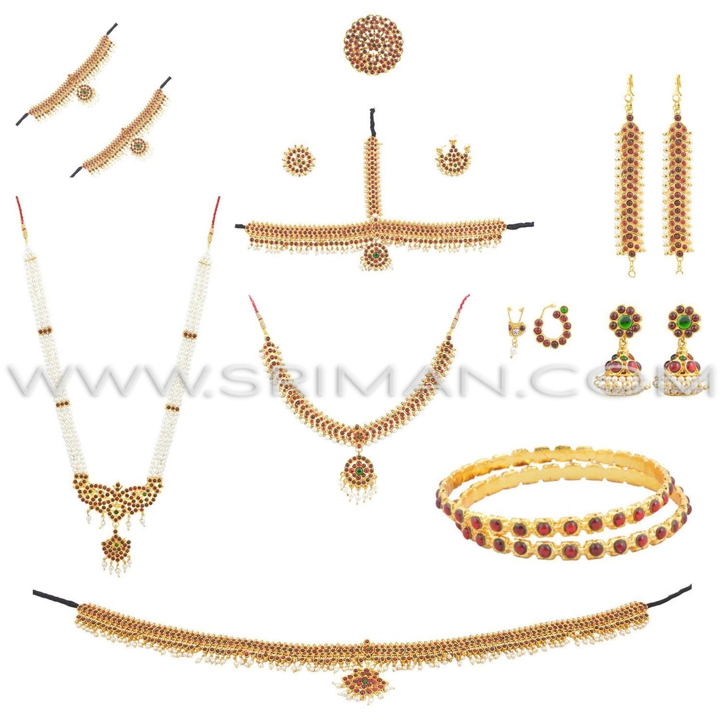 BHARATANATYAM DANCE JEWELLERY SET - 10 ITEMS
