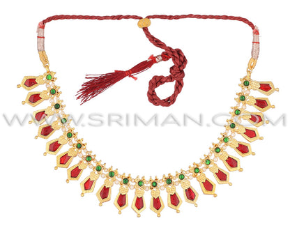 SRIMAN RED DESIGNER CHOKER SET WITH EARINGS
