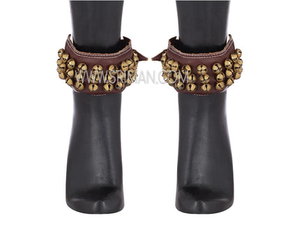 3 Line Leather Pad Ankel Bell GHUNGROO