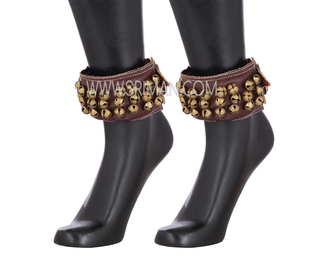 3 Line Leather Pad Ankel Bell GHUNGROO