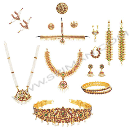 SRIMAN TEMPLE JEWELLERY DANCE SET WITH BELT.