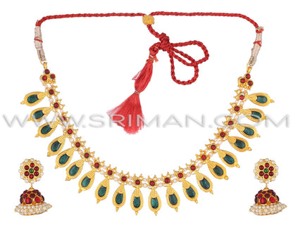 SRIMAN GREEN DESINGER CHOKER SET WITH EARINGS