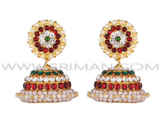 Red, White, Green Kemp Earring(Jumki)