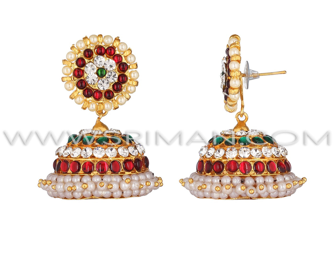 Red, White, Green Kemp Earring(Jumki)
