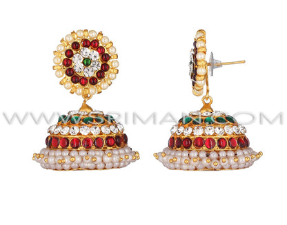 Red, White, Green Kemp Earring(Jumki)