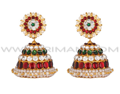 Red, Green, White Kemp 5 Line Earring(Jumki)