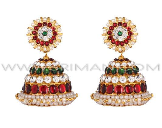 Red, Green, White Kemp 5 Line Earring(Jumki)