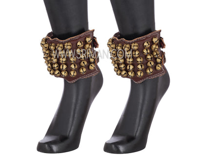 5 Line Leather Pad Ankel Bell GHUNGROO