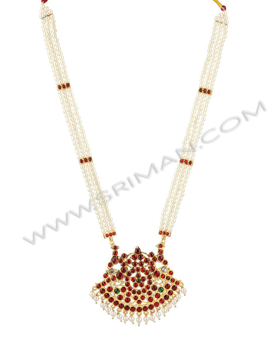 Bharatanatyam dance temple jewellery set with kempu stones