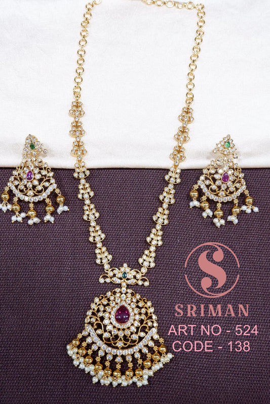 SRIMAN MATT FANCY NECKLACE WITH UNCUT STONES
