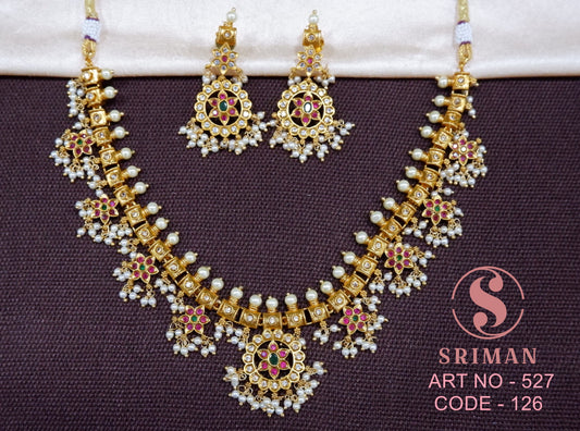 SRIMAN MAAT   FINISH RANGOLI MOTI DESGIN NECKLACE WIH EARINGS