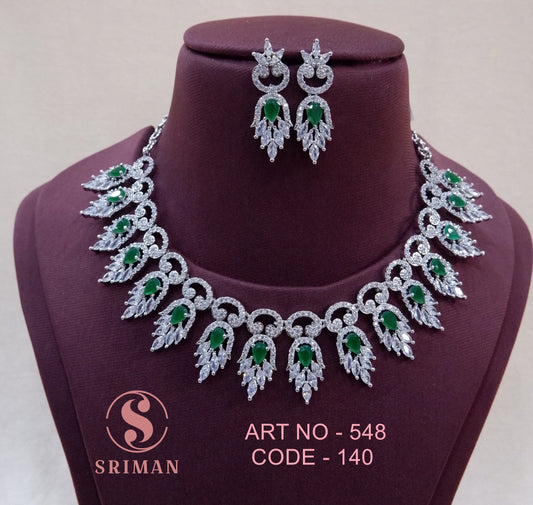 SRIMAN RADIUM GREEN LEAF DESGIN NECKLACE SET