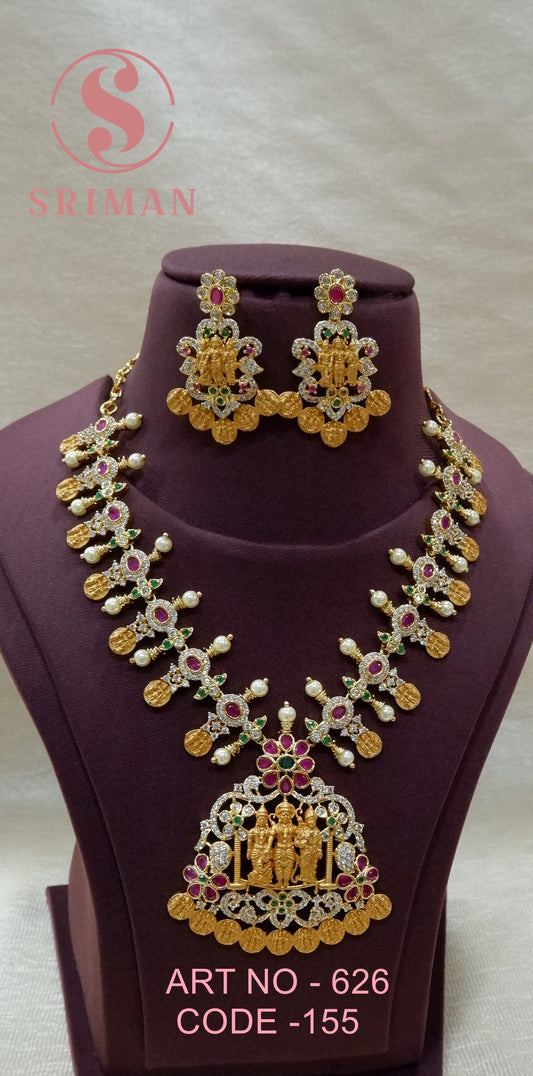 SRIMAN GOLD FINISH TRADINATIOAL NECKLACE SET