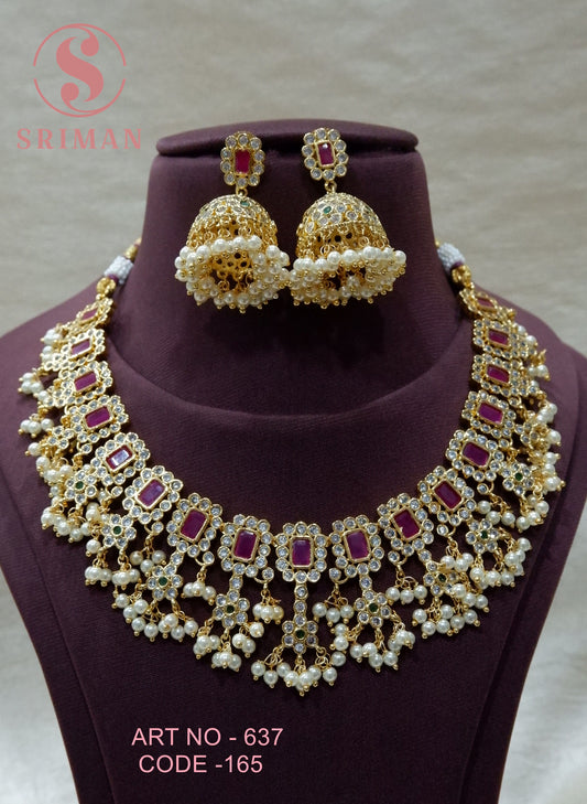 SRIMAN GRAND GOLD FINISH NECKLACE SET