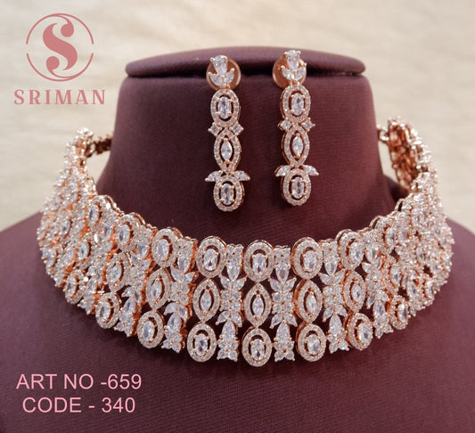 SRIMAN ROSE GOLD STONES CHOKER SET