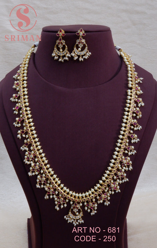 SRIMAN GOLD POLISH LONG HARAM WITH MOTI