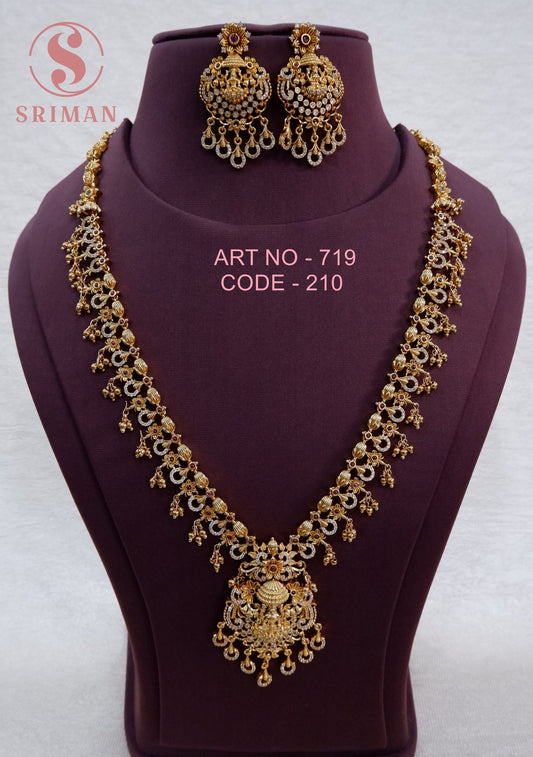 SRIMAN  MATT FANCY LONG HARAM WITH EARINGS
