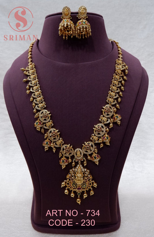 SRIMAN MAAT FINISH LAXIMI JUMKI LONG HARAM WITH EARINGS