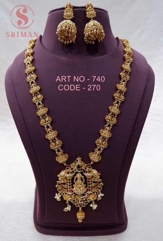 SRIMAN GOLD FINISH TRADITIONAL  LAXMI LONG HARAM