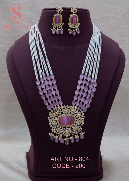 SRIMAN LIGHT PINK  BEATS HARAM WITH EARINGS