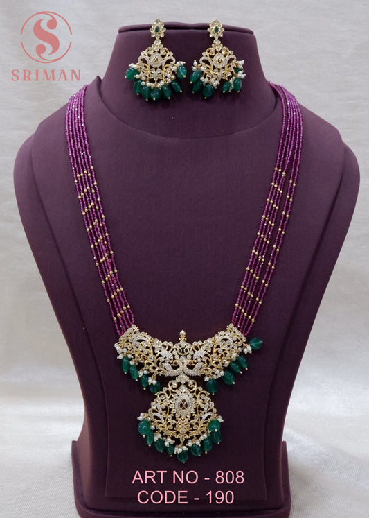 SRIMAN FANCY RED MOTI'S HARAM WITH EARINGS