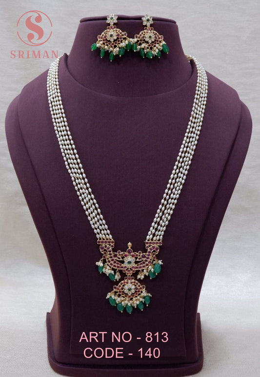 SRIMAN PEARLS HARAM WITH LOUTS LOCKET AND EARINGS