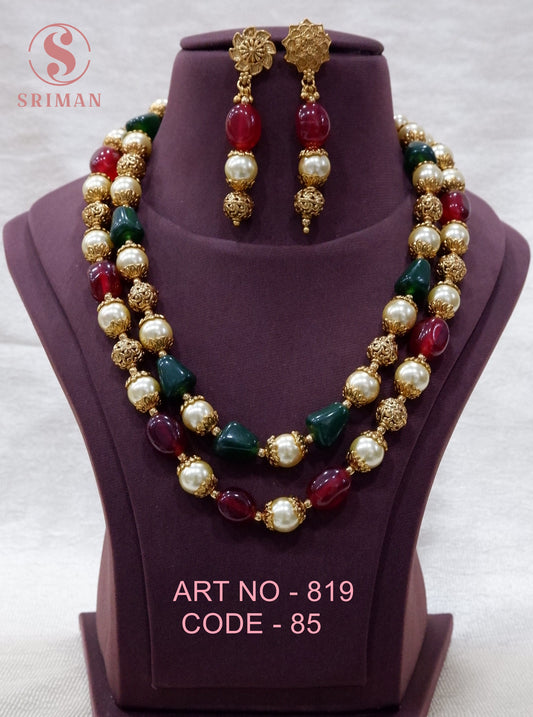 SRIMAN MUTI PERALS SET WITH EARINGS