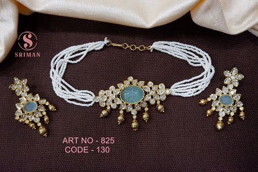 SRIMAN GREEN LOCKET  CHOKER WITH EARINGS