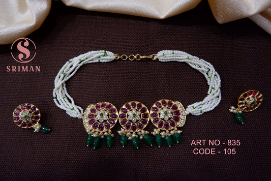 SRIMAN ROUND SHAPED CHOKER WITH EARINGS