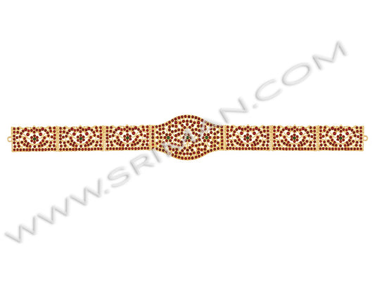 Kempu design waist belt temple jewellery for Bharatanatyam