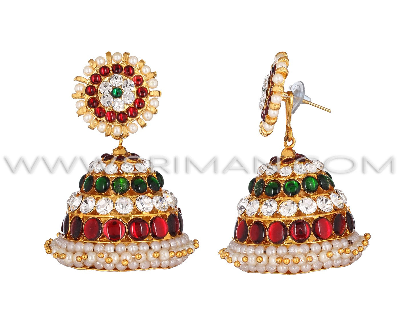 traditional temple jewellery 5 step jumki earrings