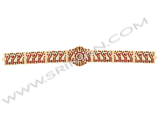 Temple jewellery kempu design waist belt for Bharatanatyam